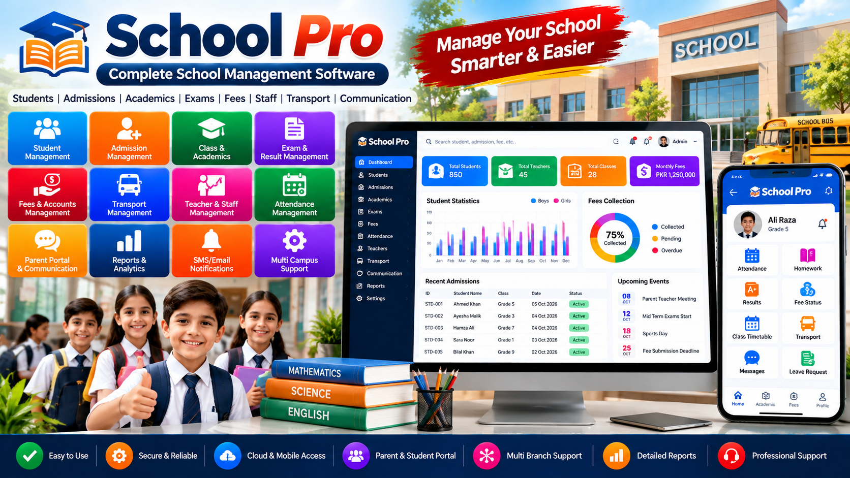 School Pro – Complete School Management ERP Software with Parent & Teacher Mobile Apps
